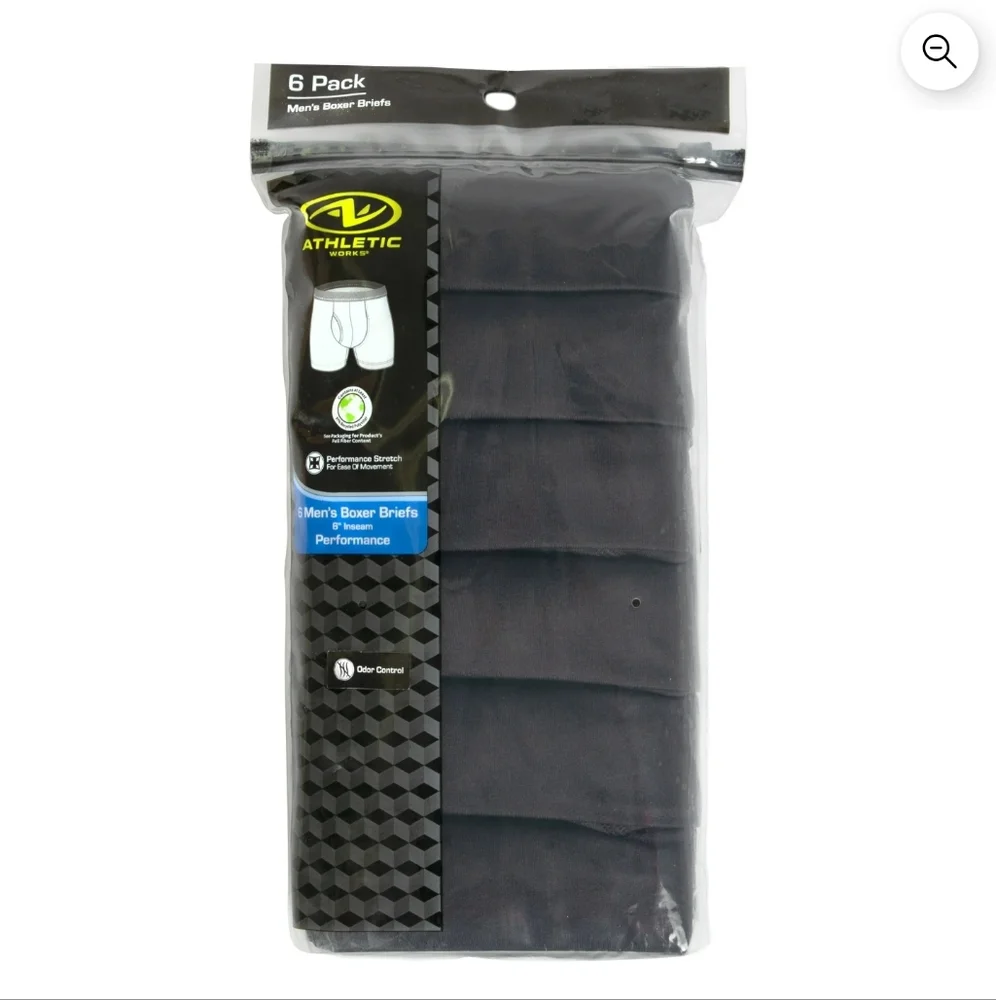 Athletic Works Mens Quick Dry Performance Stretch Boxer‎ Briefs 3XL 48-50 6 Pack